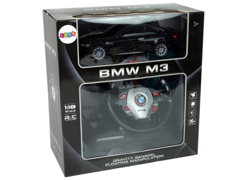 Auto Zdalnie Sterowane BMW M3 Czarny Pilot Kierownica 1:18 Dźwięk Światła