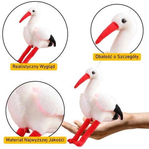 Pluszowy Bocian Ptak Pluszak Maskotka Przytulanka 37cm Pluszowy Bocian Ptak Pluszak Maskotka Przytulanka 37cm