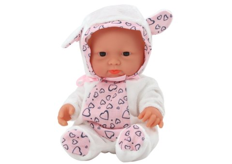 Mała Lalka Bobas Białe Ubranko Czapeczka Kokardka Uszy Mała Lalka Bobas Białe Ubranko Czapeczka Kokardka Uszy