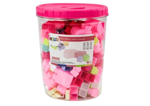 Klocki W Wiaderku Edukacyjne Duże Budowlane Zestaw Kolorowe 160 ele.