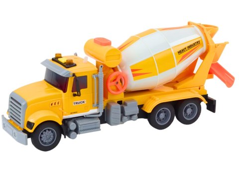 Ciężarówka Żółta Betoniarka Z Napędem Frykcyjnym Efekty Świetlne i Dźwiękowe Ciężarówka Żółta Betoniarka Z Napędem Frykcyjnym Efekty Świetlne i Dźwiękowe