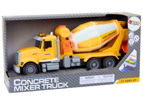 Ciężarówka Żółta Betoniarka Z Napędem Frykcyjnym Efekty Świetlne i Dźwiękowe Ciężarówka Żółta Betoniarka Z Napędem Frykcyjnym Efekty Świetlne i Dźwiękowe