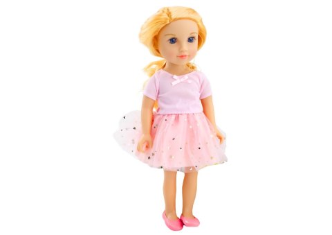 Lalka W Sukience Z Tiulem Różowa Blond Włosy