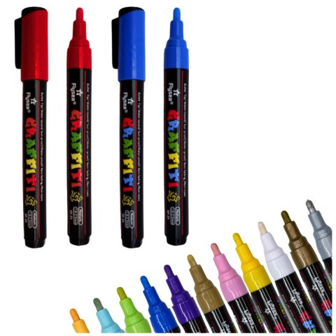 Zestaw Pisaków Flamastrów Akrylowych Intensywne Kolory 12szt