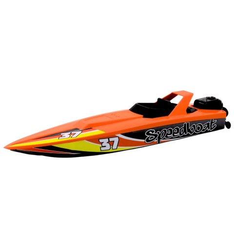 Zestaw Ciężarówka z Nakręcaną Motorówką Światła Dźwięki Pomarańczowa