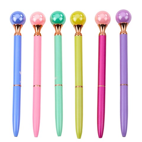 Długopis Z Dużą Perłą Obrotowy Mechanizm Niebieski Tusz 1.0mm Mix