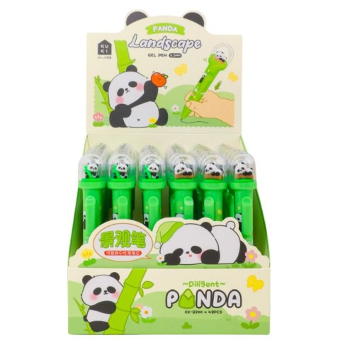 Długopis Żelowy Zielony Panda W Kopule Niebieski Tusz 0.5mm Długopis Żelowy Zielony Panda W Kopule Niebieski Tusz 0.5mm