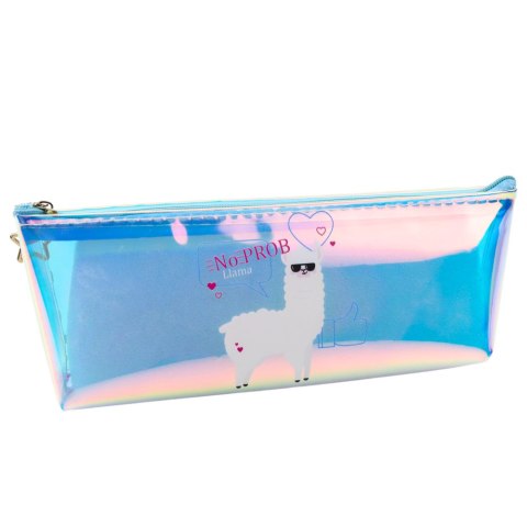 Piórnik Szkolny Dziecięcy Holograficzny Z Lamą Niebieski 21x6cm Piórnik Szkolny Dziecięcy Holograficzny Z Lamą Niebieski 21x6cm