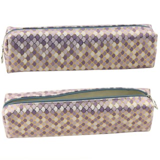 Piórnik Szkolny Łuski Szary Błyszczące Złote Elementy