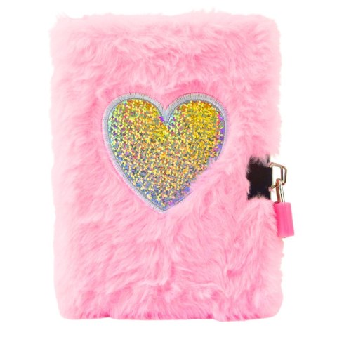 Pluszowy Pamiętnik Notatnik Na Kłódkę 2 Kluczyki Serce Różowy A6 80 Kartek