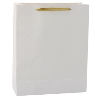Torba Prezentowa Papierowa Biała Elegancka Złote Kropki 32 x 26 x 12cm