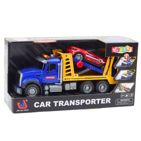 Zestaw Ciężarówka Laweta Transporter Samochód Światła Dźwięki