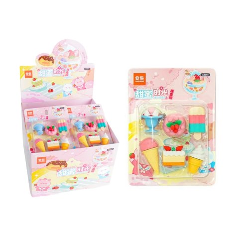 Zestaw Gumek Do Ścierania Zmazywania Szkolne Słodycze 6szt Zestaw Gumek Do Ścierania Zmazywania Szkolne Słodycze 6szt