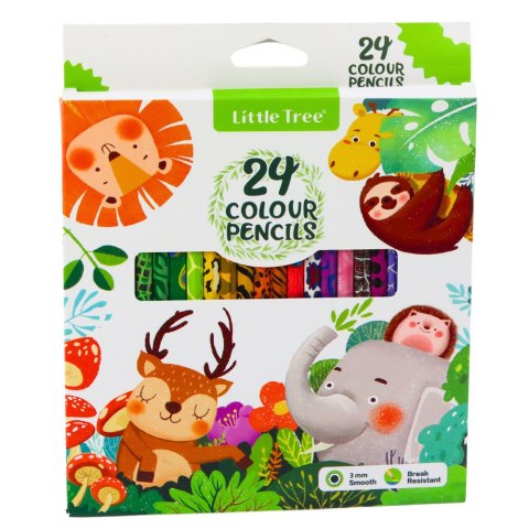 Zestaw Kredek Ołówkowych Kolorowe Drewniane Szkolne 24el