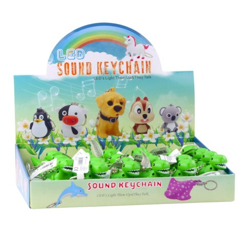 Brelok Do Kluczy Plecaka Dinozaur Latarka LED Dźwięki Zielony Brelok Do Kluczy Plecaka Dinozaur Latarka LED Dźwięki Zielony