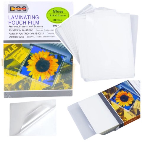 Folia Do Laminowania Błyszcząca A4 216x303mm 80mic 100szt. Folia Do Laminowania Błyszcząca A4 216x303mm 80mic 100szt.