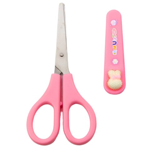 Nożyczki Szkolne Z Osłonką Ozdobny Biały Zajączek 14cm Nożyczki Szkolne Z Osłonką Ozdobny Biały Zajączek 14cm