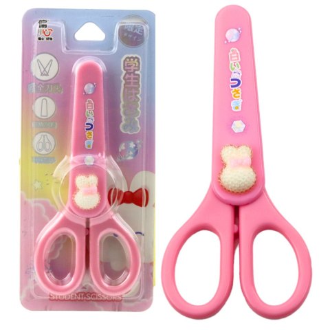 Nożyczki Szkolne Z Osłonką Ozdobny Biały Zajączek 14cm Nożyczki Szkolne Z Osłonką Ozdobny Biały Zajączek 14cm