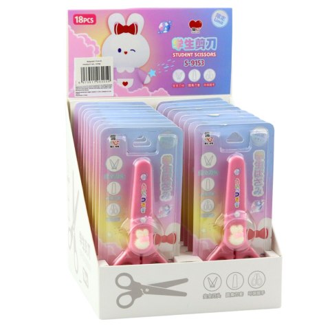 Nożyczki Szkolne Z Osłonką Ozdobny Biały Zajączek 14cm Nożyczki Szkolne Z Osłonką Ozdobny Biały Zajączek 14cm