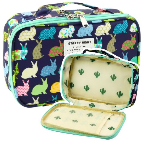 Piórnik Szkolny Organizer Kosmetyczka Dodatkowa Kieszonka Granatowy 22,5cm Piórnik Szkolny Organizer Kosmetyczka Dodatkowa Kieszonka Granatowy 22,5cm