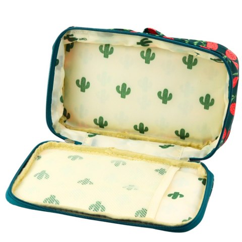 Piórnik Szkolny Organizer Kosmetyczka Kieszonka Wiśnie Zielony 22,5cm Piórnik Szkolny Organizer Kosmetyczka Kieszonka Wiśnie Zielony 22,5cm