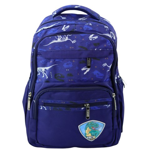 Plecak Szkolny Dinozaury Naszywka T-Rex Pas Piersiowy Granatowy 20L Plecak Szkolny Dinozaury Naszywka T-Rex Pas Piersiowy Granatowy 20L