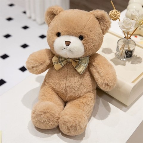 Pluszowa Maskotka Przytulanka Miś Z Kokardką Beżowy 25cm Pluszowa Maskotka Przytulanka Miś Z Kokardką Beżowy 25cm