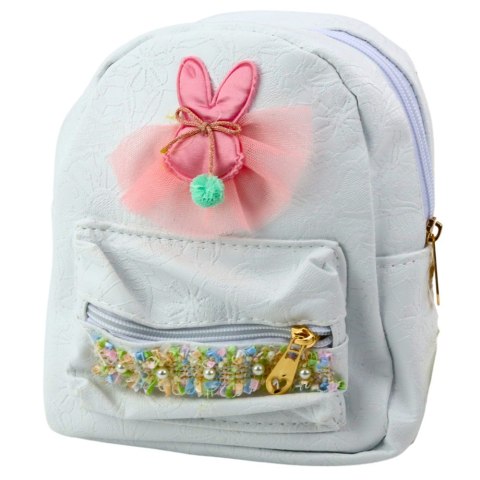 Plecak Dziecięcy Tłoczony Królik Tiul Ozdobna Taśma Biały 2,5L 20cm Plecak Dziecięcy Tłoczony Królik Tiul Ozdobna Taśma Biały 2,5L 20cm