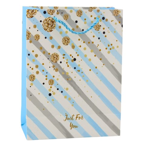 Torba Prezentowa Papierowa Niebieska Różowa Brokat 23 x 18 x 10,5 cm