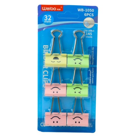 Zestaw Klipsów Spinaczy Biurowych Do Papieru Kolorowe Buźki 6szt 32mm Zestaw Klipsów Spinaczy Biurowych Do Papieru Kolorowe Buźki 6szt 32mm