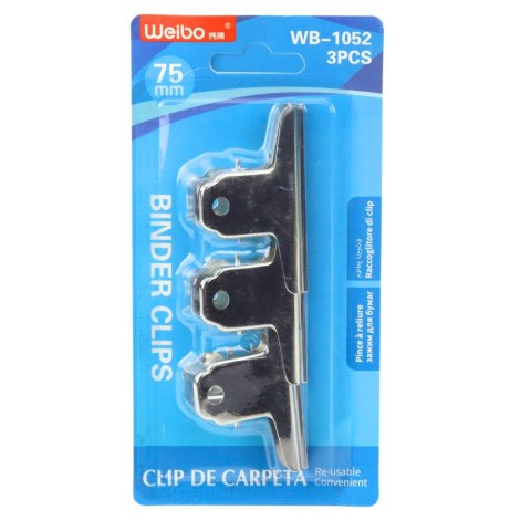 Zestaw Metalowych Klipsów Spinaczy Biurowych 3szt 75mm Zestaw Metalowych Klipsów Spinaczy Biurowych 3szt 75mm