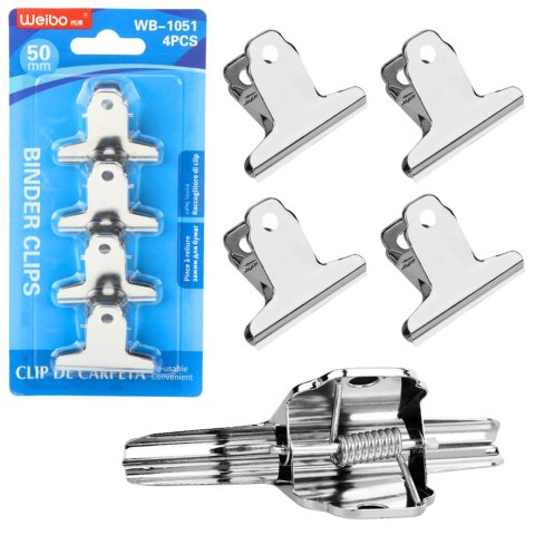 Zestaw Metalowych Klipsów Spinaczy Biurowych 4szt 50mm Zestaw Metalowych Klipsów Spinaczy Biurowych 4szt 50mm