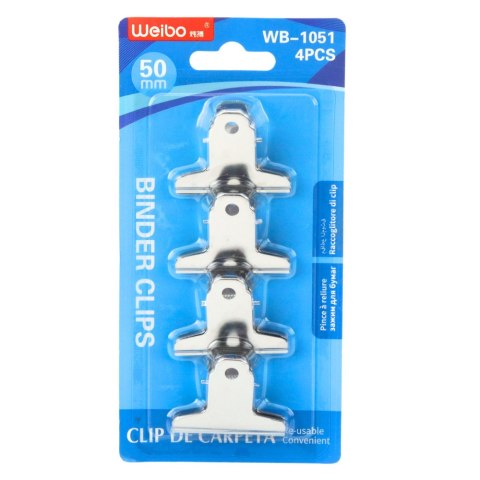 Zestaw Metalowych Klipsów Spinaczy Biurowych 4szt 50mm Zestaw Metalowych Klipsów Spinaczy Biurowych 4szt 50mm