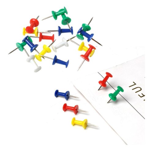 Zestaw Pinezki Do Tablicy Korkowej Biurowe Szkolne Kolorowe 50szt.