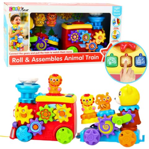 Muzyczny Pociąg Interaktywny Dla Malucha Miś Koła Zębate Kolorowy