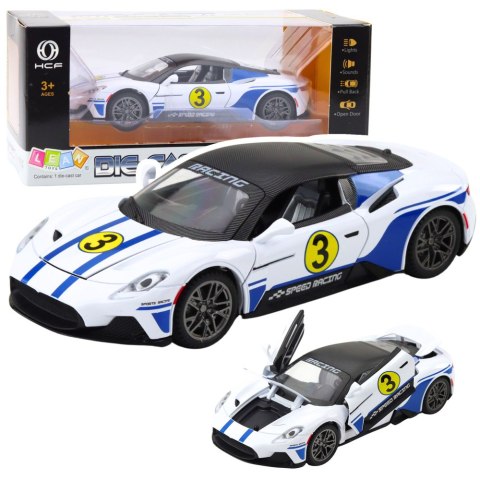 Samochód Metalowy Sportowy Światła Dźwięki Napęd Biały 1:22