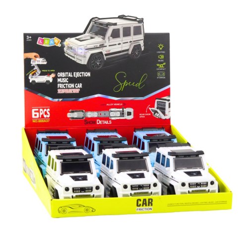 Auto Terenowe Metalowe Ukryty Samochodzik Światło Dźwięk Biały Niebieski