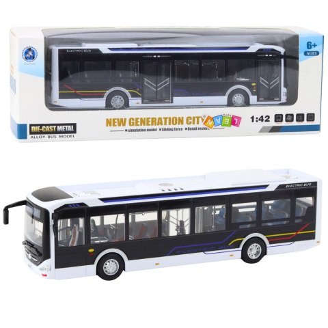 Autobus Metalowy Miejski Światła Dźwięk 1:42 Biały Autobus Metalowy Miejski Światła Dźwięk 1:42 Biały