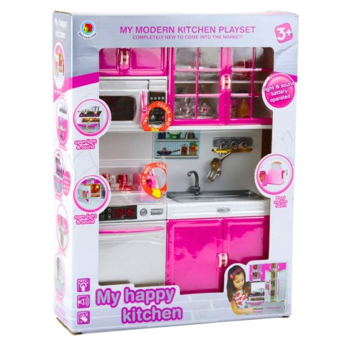 Kuchnia Dla Lalek Szafki Mikrofala Zmywarka Światła Dźwięki Różowa