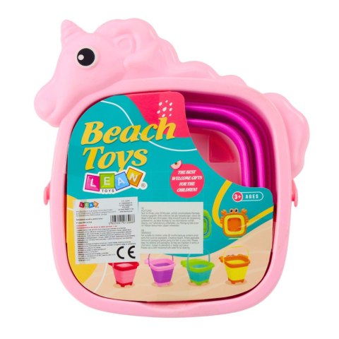 Składane Wiaderko Silikonowe Jednorożec Plażowe Różowe Składane Wiaderko Silikonowe Jednorożec Plażowe Różowe