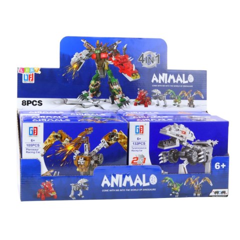Klocki Konstrukcyjne Dinozaur Auto 2w1 105-132 el. Mix