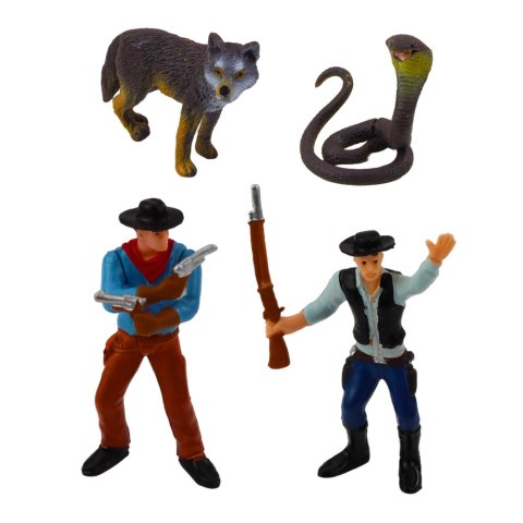 Zestaw Kowbojski Figurki Dziki Zachód Kowboj Łódź Armata