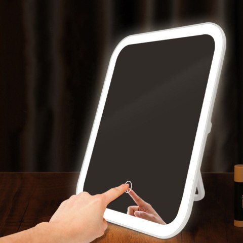 Lusterko Kosmetyczne Podświetlane LED Do Makijażu Bezprzewodowe Białe