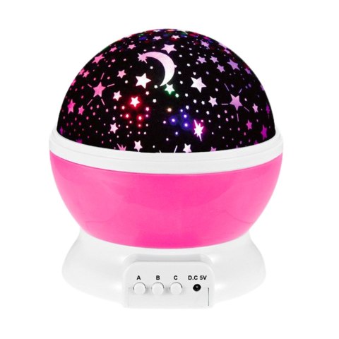 Projektor Gwiazd Obrotowy 360° LED Lampka Nocna Różowy