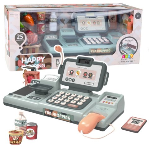 Zestaw Kasa Sklepowa Produkty Spożywcze Czytnik Telefon 25El
