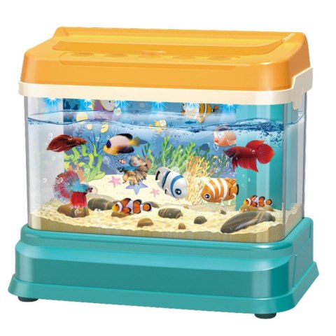 Akwarium Na Wodę Edukacyjne Magnetyczne Rybki Lampka LED Dźwięki Bąbelki