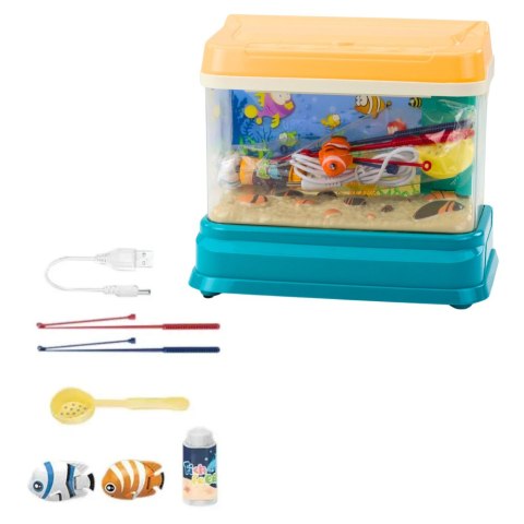 Akwarium Na Wodę Edukacyjne Magnetyczne Rybki Lampka LED Dźwięki Bąbelki