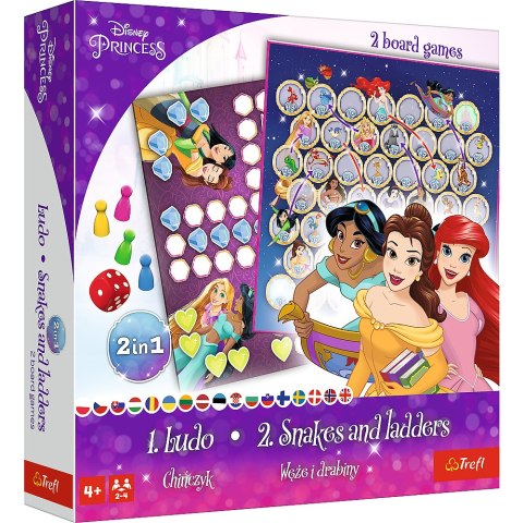 Gra planszowa 2w1 Chińczyk Węże i drabiny Disney Princess Trefl 02418 Gra planszowa 2w1 Chińczyk Węże i drabiny Disney Princess Trefl 02418