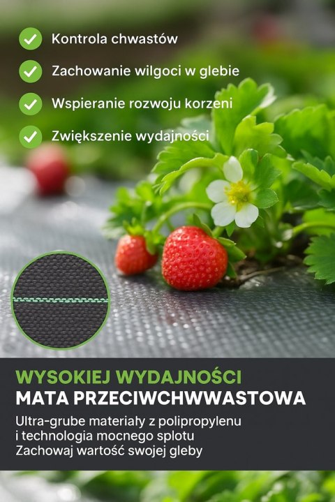 Agrotkanina Czarna 160 cm x50m UV 90g Antychwastowa Agrowłóknina + Kotwy Agrotkanina Czarna 160 cm x50m UV 90g Antychwastowa Agrowłóknina + Kotwy