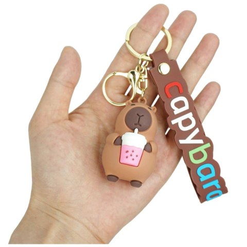 Brelok Figurka Kapibara Z Kubkiem Zawieszka Karabińczyk Kółko